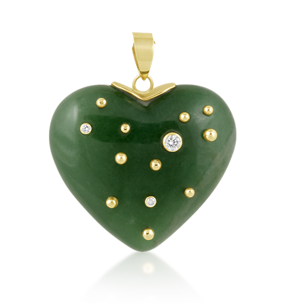 Carved Stone Studded Heart Pendant