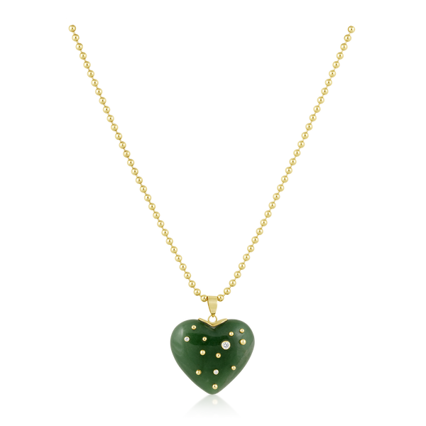 Carved Stone Studded Heart Pendant