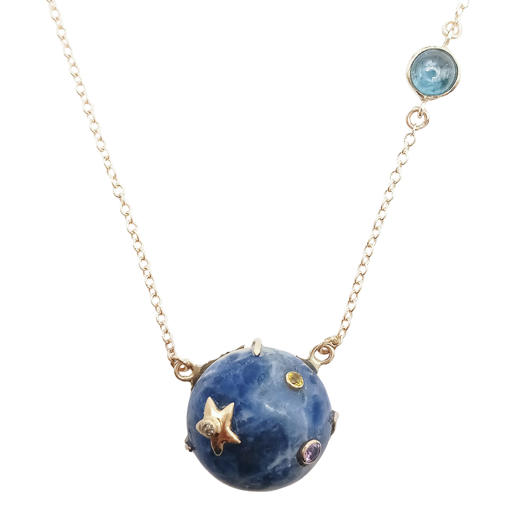 Carved Stone Planet Necklace