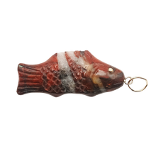 Load image into Gallery viewer, Carved Stone Swedish Fish Pendant (gold ball eyes)
