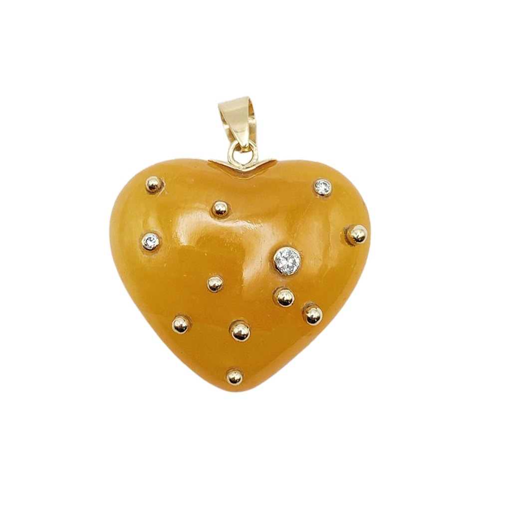 Carved Stone Studded Heart Pendant