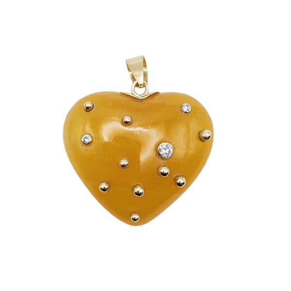 Carved Stone Studded Heart Pendant