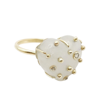 Load image into Gallery viewer, Carved Stone Studded Heart Ring
