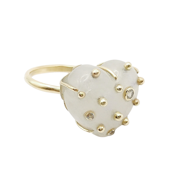 Carved Stone Studded Heart Ring
