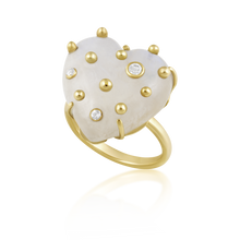 Load image into Gallery viewer, Carved Stone Studded Heart Ring
