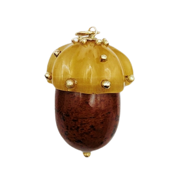 Carved Stone Acorn Pendants