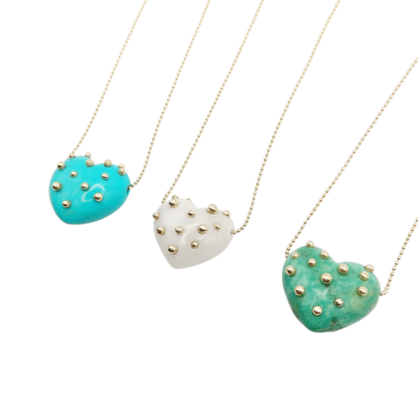 Carved Stone Studded Heart Necklace