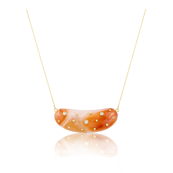 Carved Stone Studded Bean Necklace