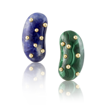 Load image into Gallery viewer, Carved Stone Studded Bean Earrings
