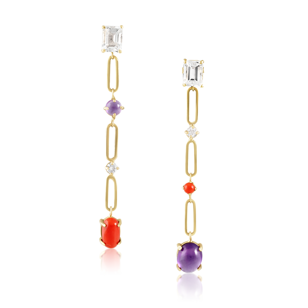 Coral & Amethyst Earrings