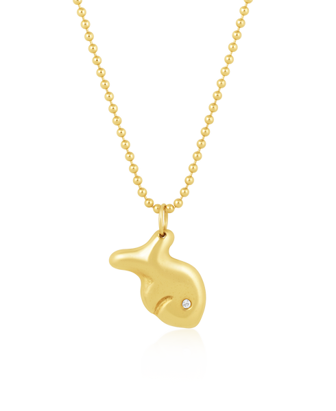 14k Gold Puffy Fish Pendant