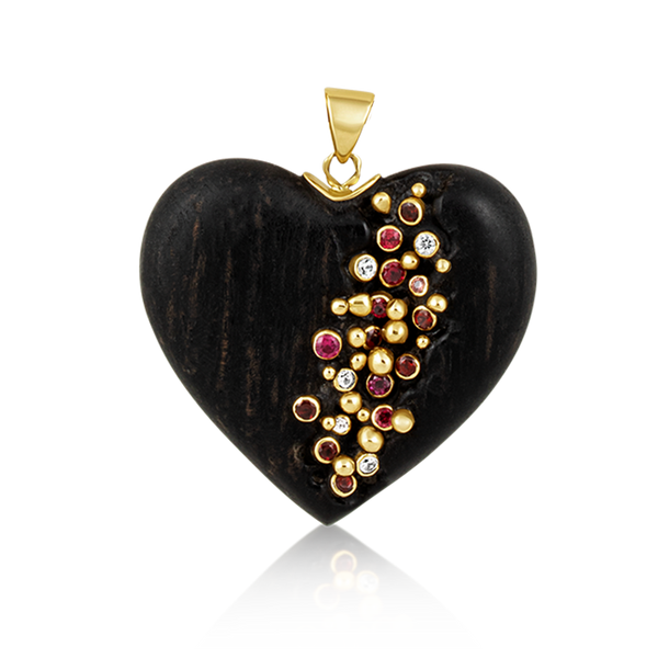 Ebony + Ruby Heart Pendant