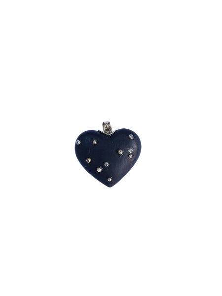 Diamond Ebony Carved Heart Pendant