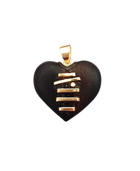 Carved Ebony Stitched Heart