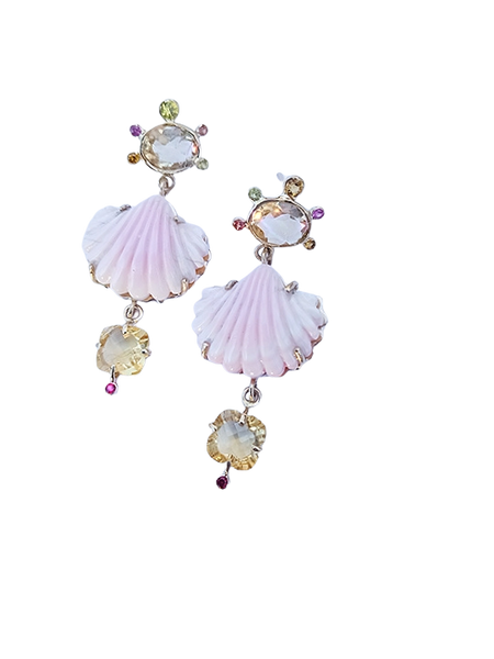 Carved Queen Conch Shell Earrings