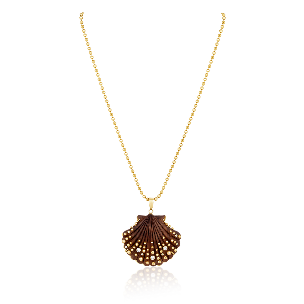 Carved Walnut Shell with Diamonds