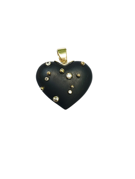White Sapphire Gold Ball Ebony Heart