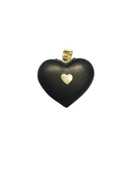 White Sapphire Gold Ball Ebony Heart