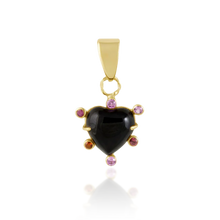 Load image into Gallery viewer, Onyx Heart Pink Halo Pendant
