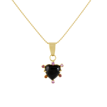 Load image into Gallery viewer, Onyx Heart Pink Halo Pendant
