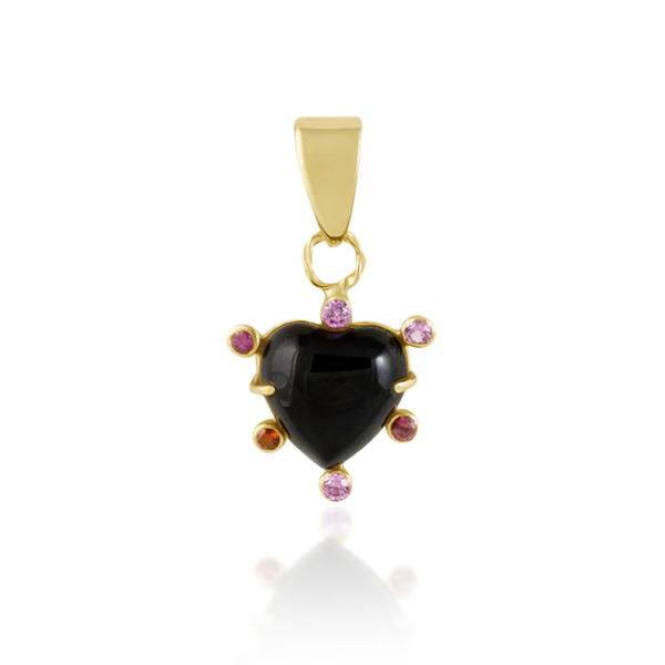 Onyx Heart Pink Halo Pendant