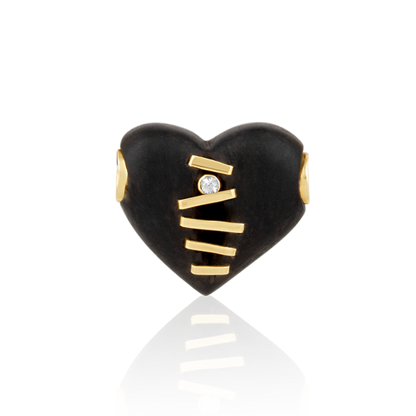 Ebony Stitched Heart Bead