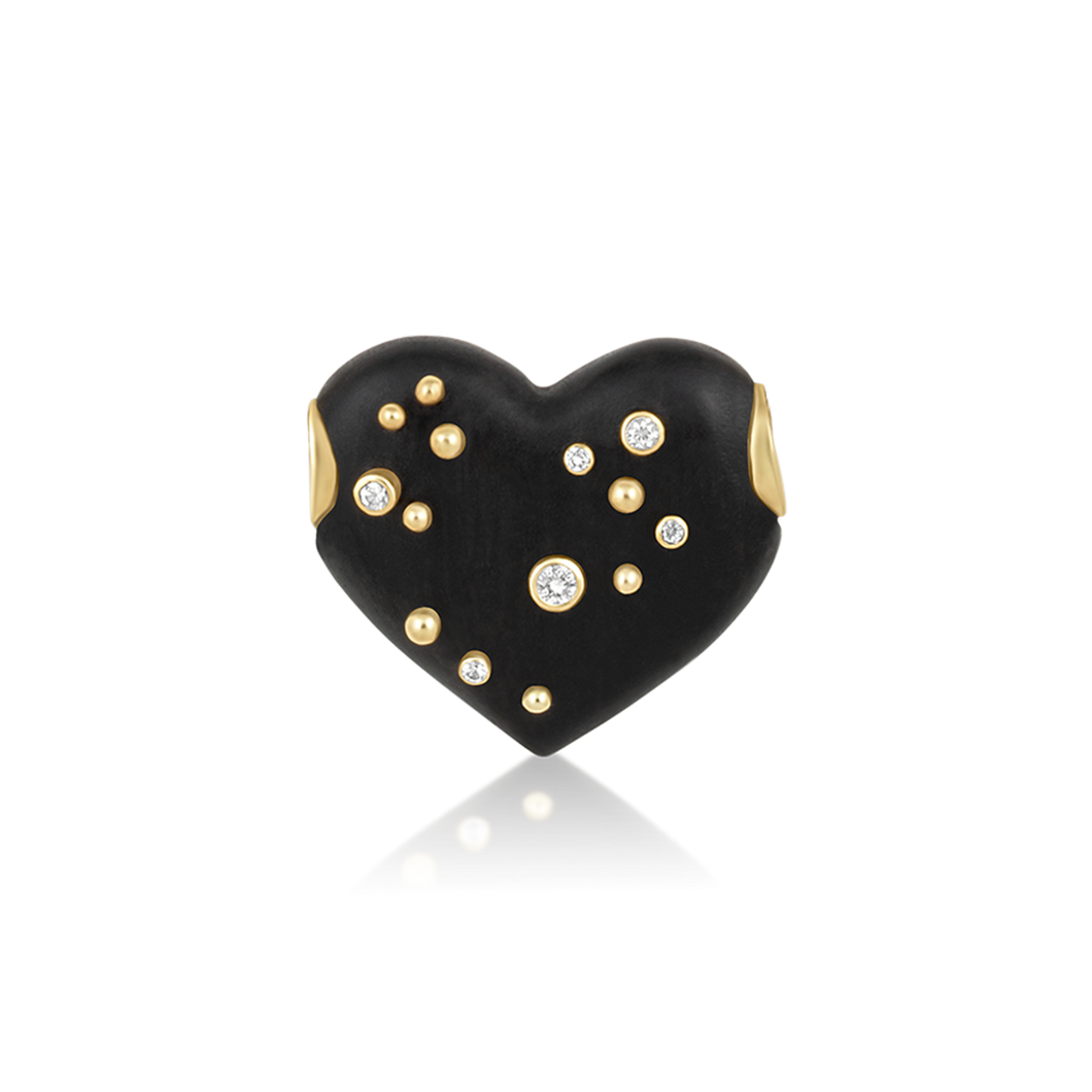 Ebony Studded Heart Bead