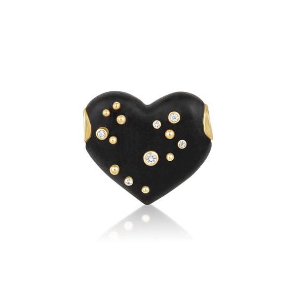 Ebony Studded Heart Bead