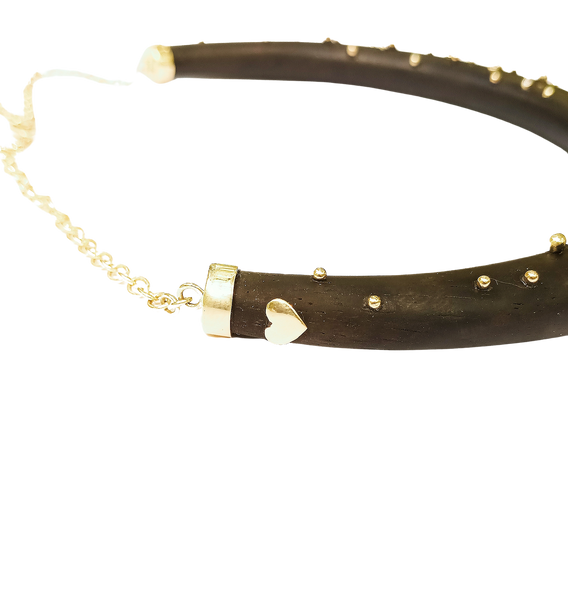 Diamond and Gold Ball Ebony Collar