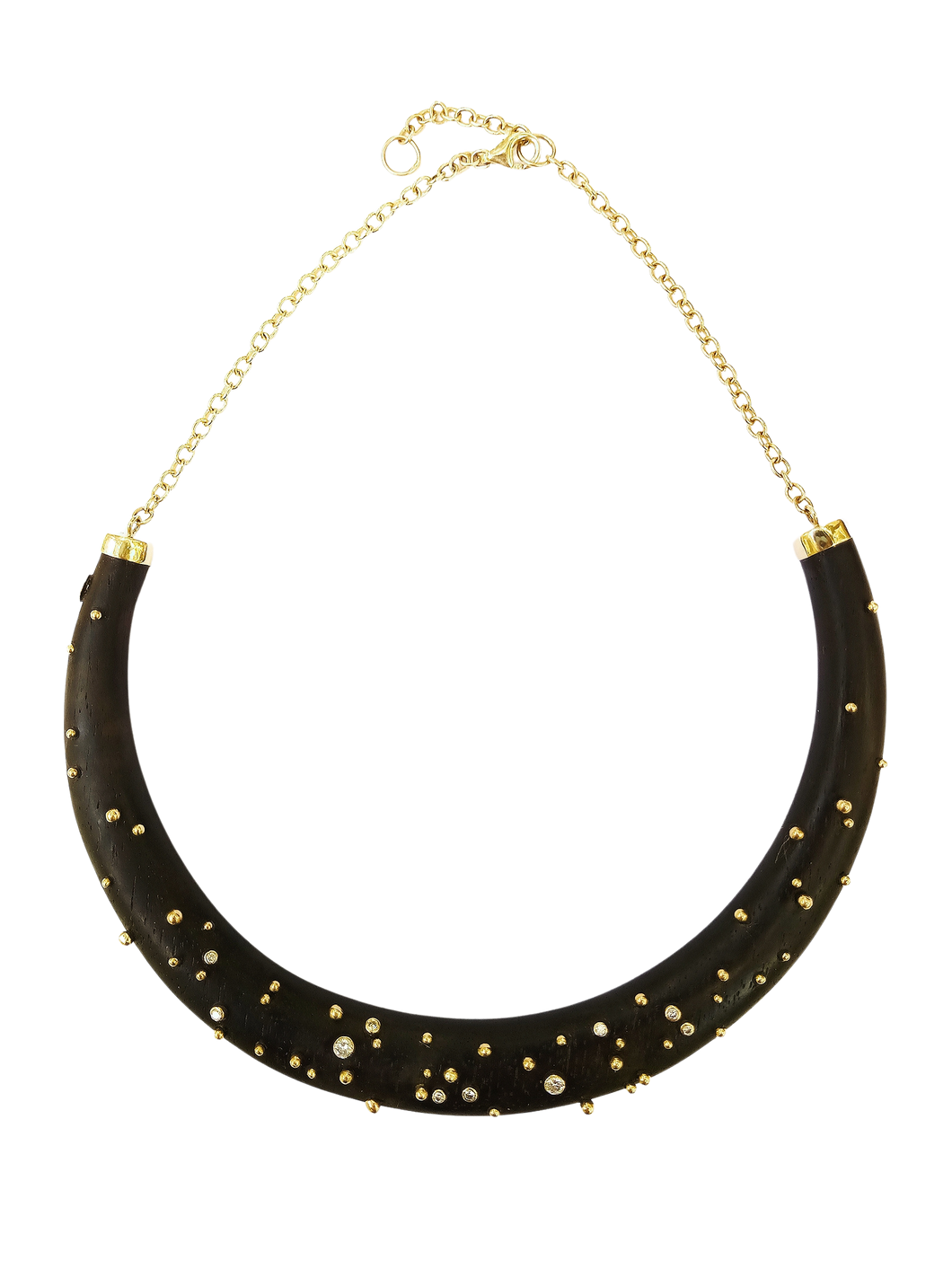 Diamond and Gold Ball Ebony Collar