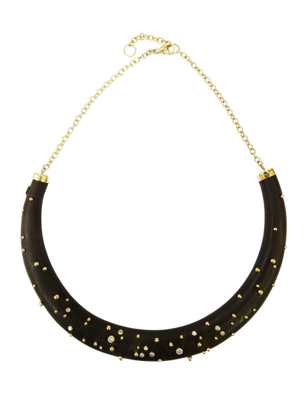 Diamond and Gold Ball Ebony Collar