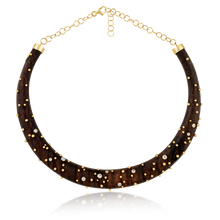 Load image into Gallery viewer, Diamond and Gold Ball Wooden Collar
