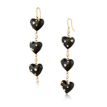 Load image into Gallery viewer, Diamond + Gold Ebony Heart Earrings
