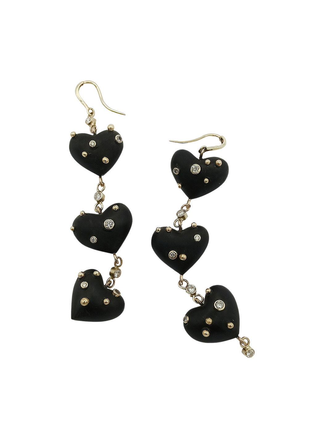 Diamond + Gold Ebony Heart Earrings