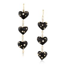 Load image into Gallery viewer, Diamond + Gold Ebony Heart Earrings
