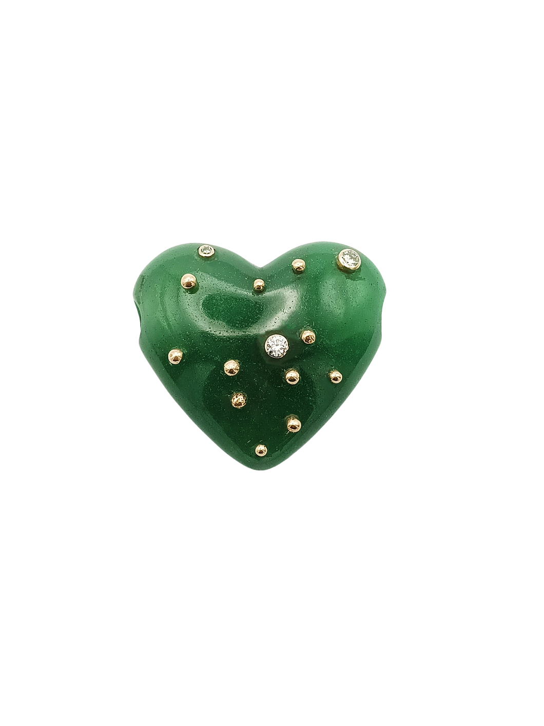 Green Jade Carved Heart Pendant