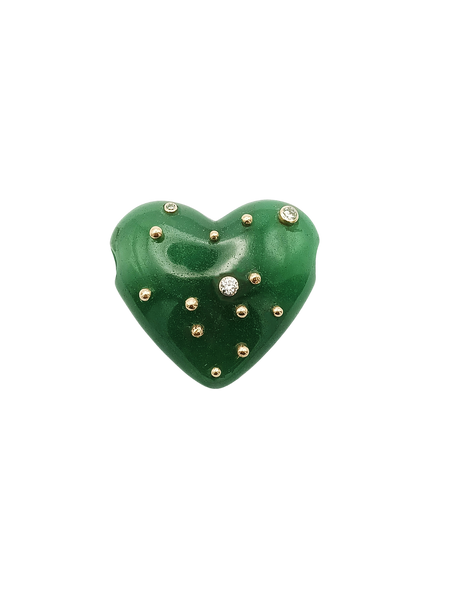 Green Jade Carved Heart Pendant