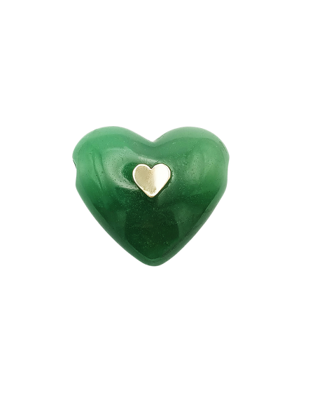 Green Jade Carved Heart Pendant