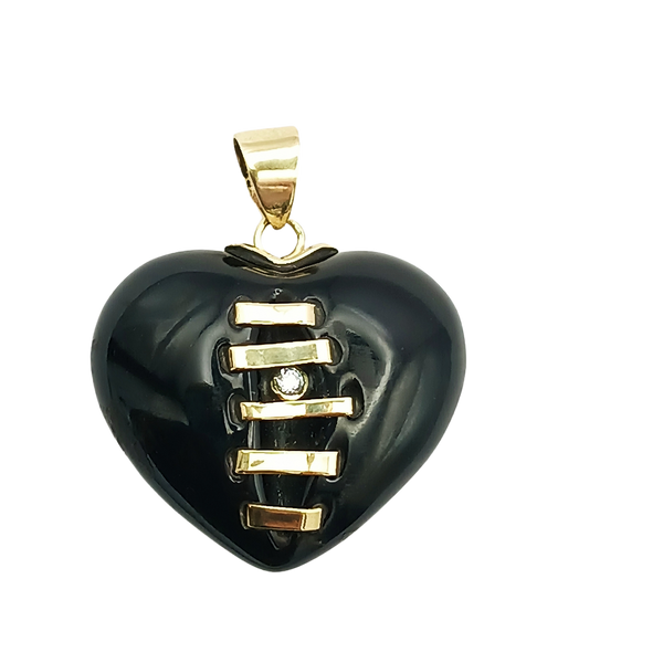 Black Onyx Carved Heart Pendant