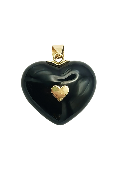 Black Onyx Carved Heart Pendant