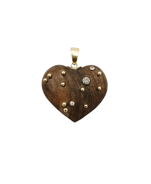 Walnut Carved Heart Pendant