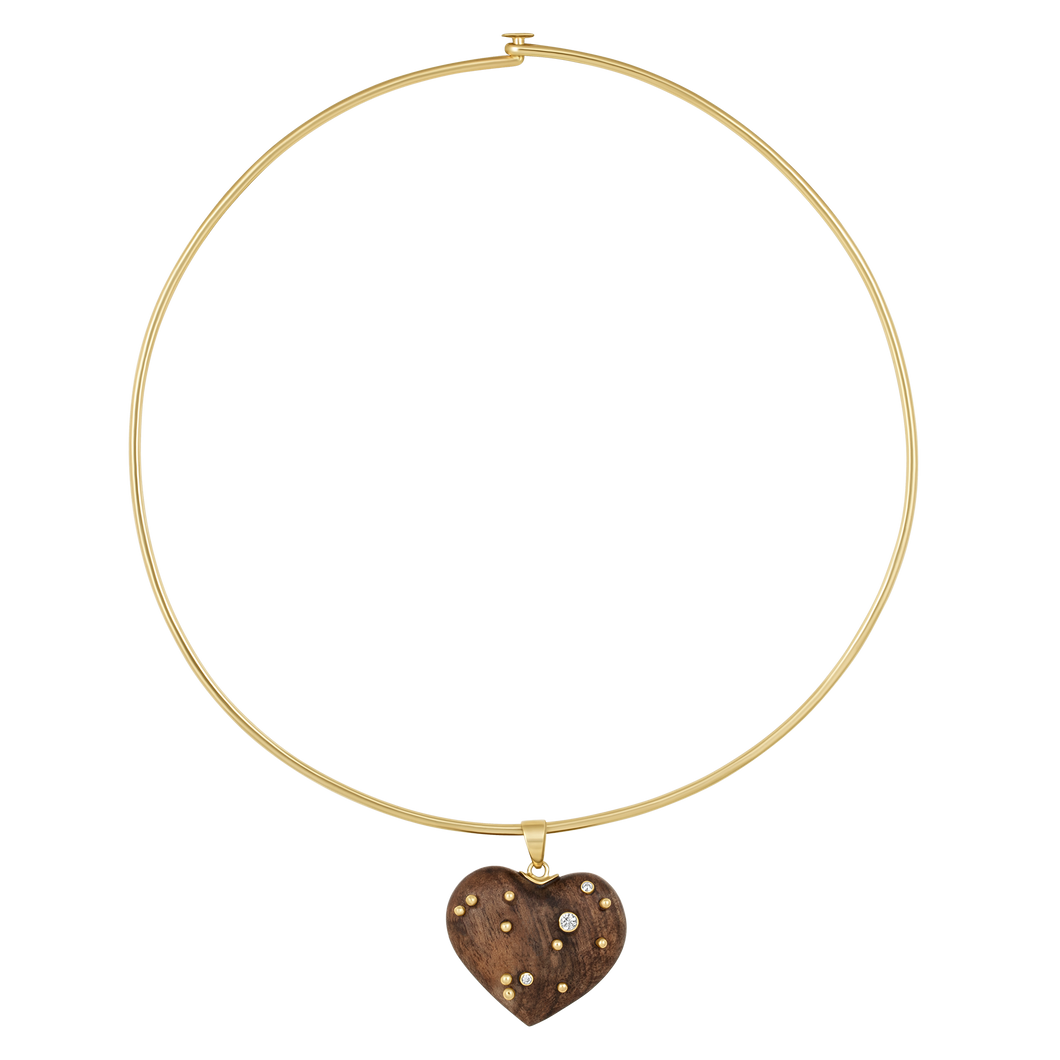 Walnut Studded Heart Pendant