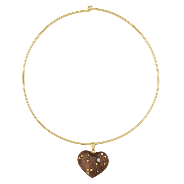 Walnut Studded Heart Pendant