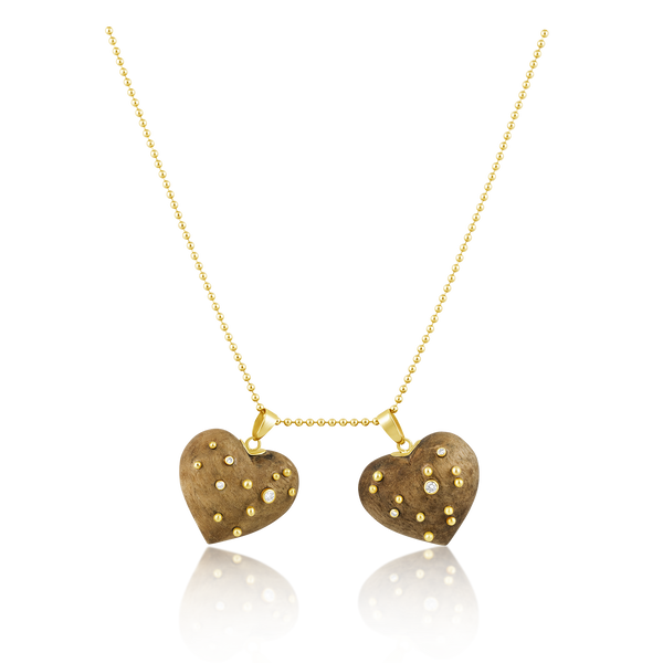 Walnut Studded Heart Pendant