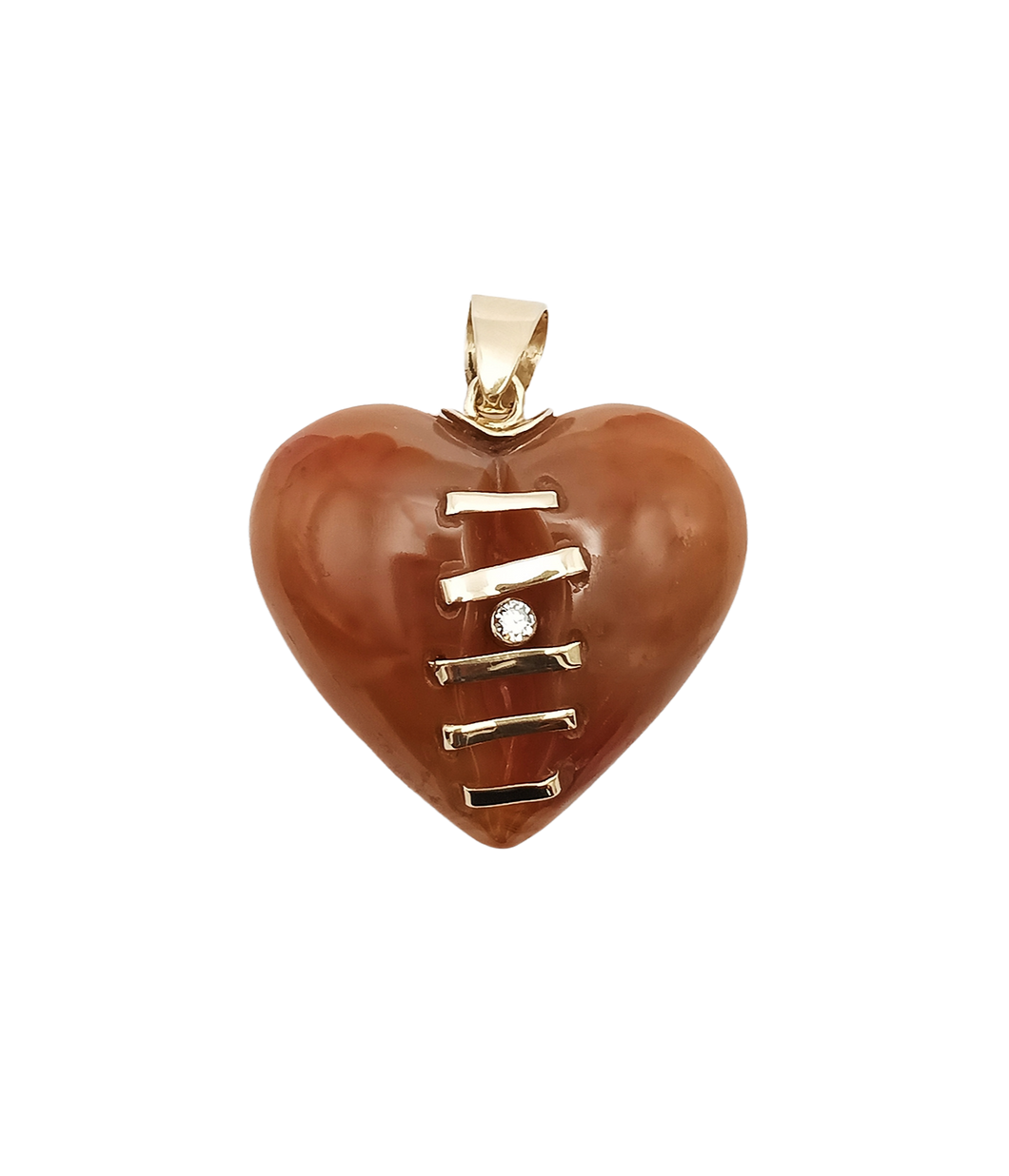 Carnelian Agate Carved Heart Pendant