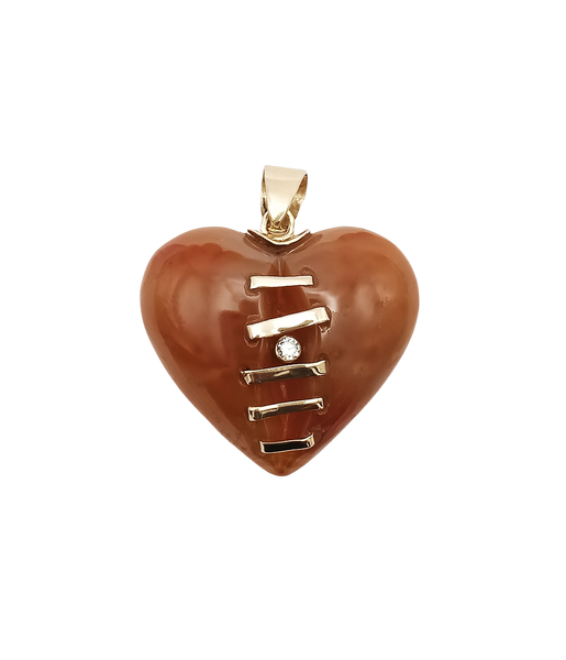 Carnelian Agate Carved Heart Pendant