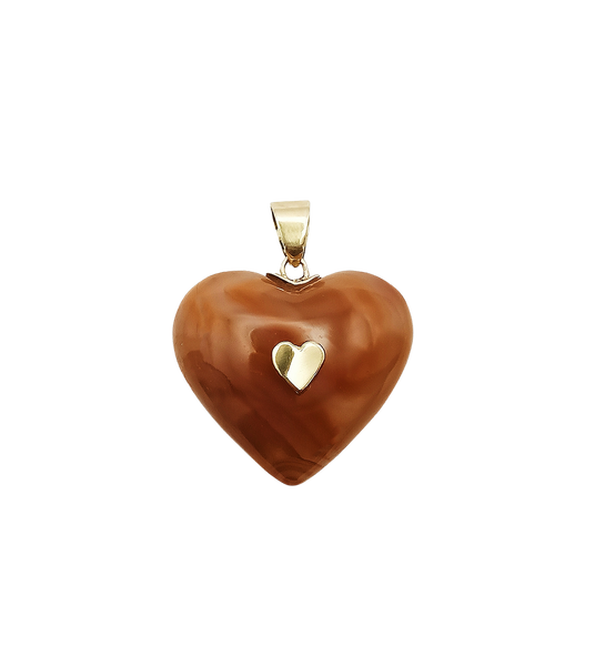 Carnelian Agate Carved Heart Pendant