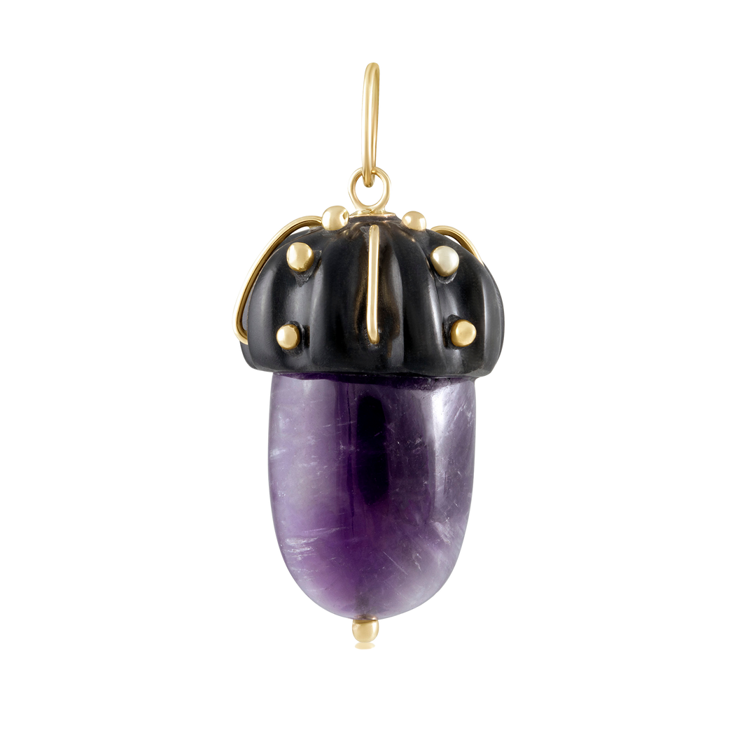 Carved Stone Acorn Pendants