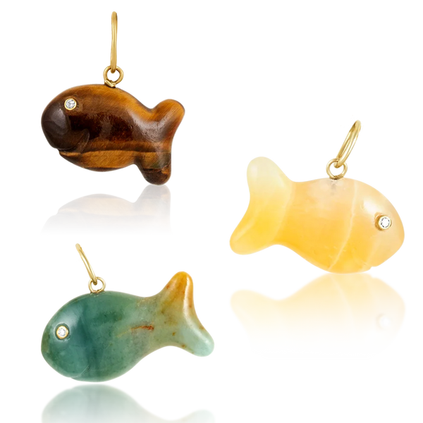 Carved Stone Fish Pendants