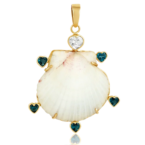 White Shell Blue Heart Halo